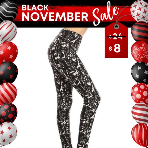 Boutique Pants - 🖤 ONLY 3 LEFT! 🖤 Buttery Soft Black White Giraffe Print Fitness Leggings